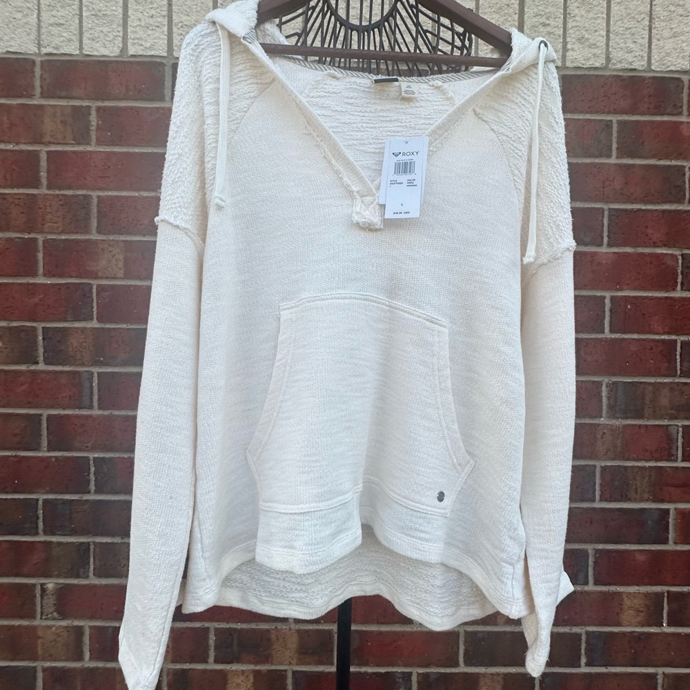 NWT Roxy Pullover Tunic Hoodie Beach Vacation Coverup BOHO Casual Flowy Baggy L